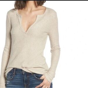 Socialite women’s long sleeve thermal shirt, beige size medium